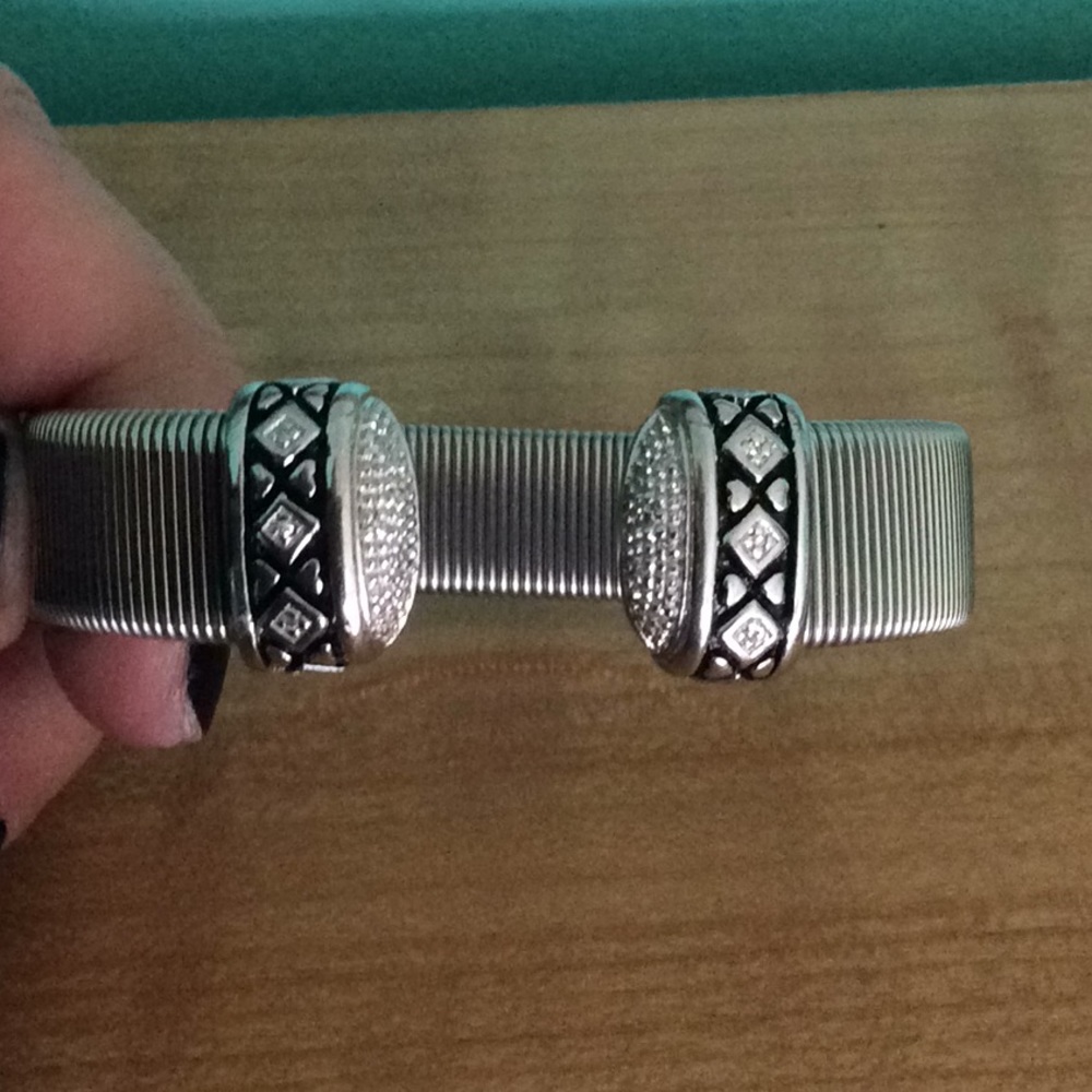 Gorgeous cuff silver with REAL diamond accents
